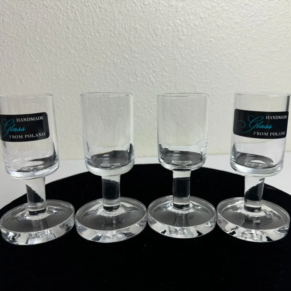 NEW Handmade Glass From Poland Vodka Set of 4